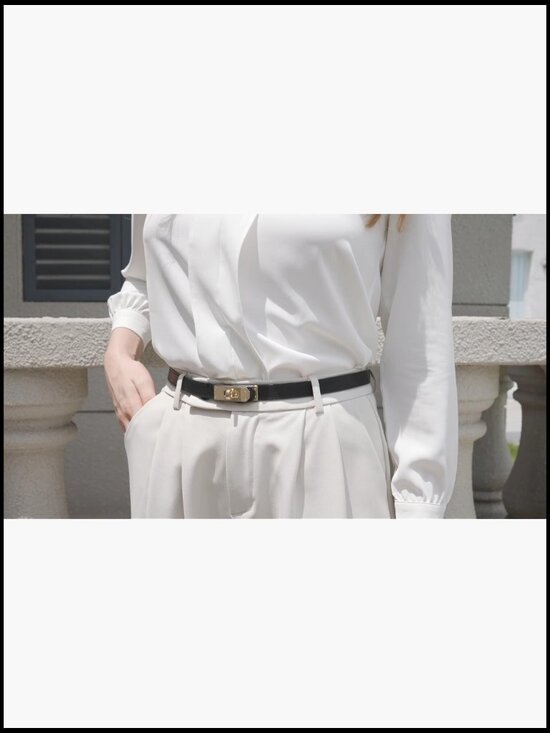 Skinny Leather Belt with Turn-Lock Buckle, Adjustable Thin Belt main image 7